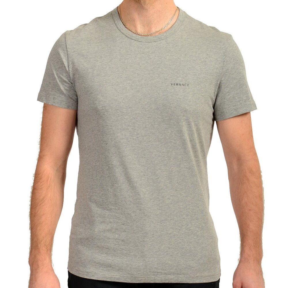 Versace Men's Gray Black Logo Print Crewneck T-Shirt Versace sz 3 US XS IT 46